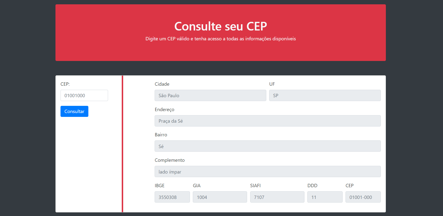 Consulta de CEP